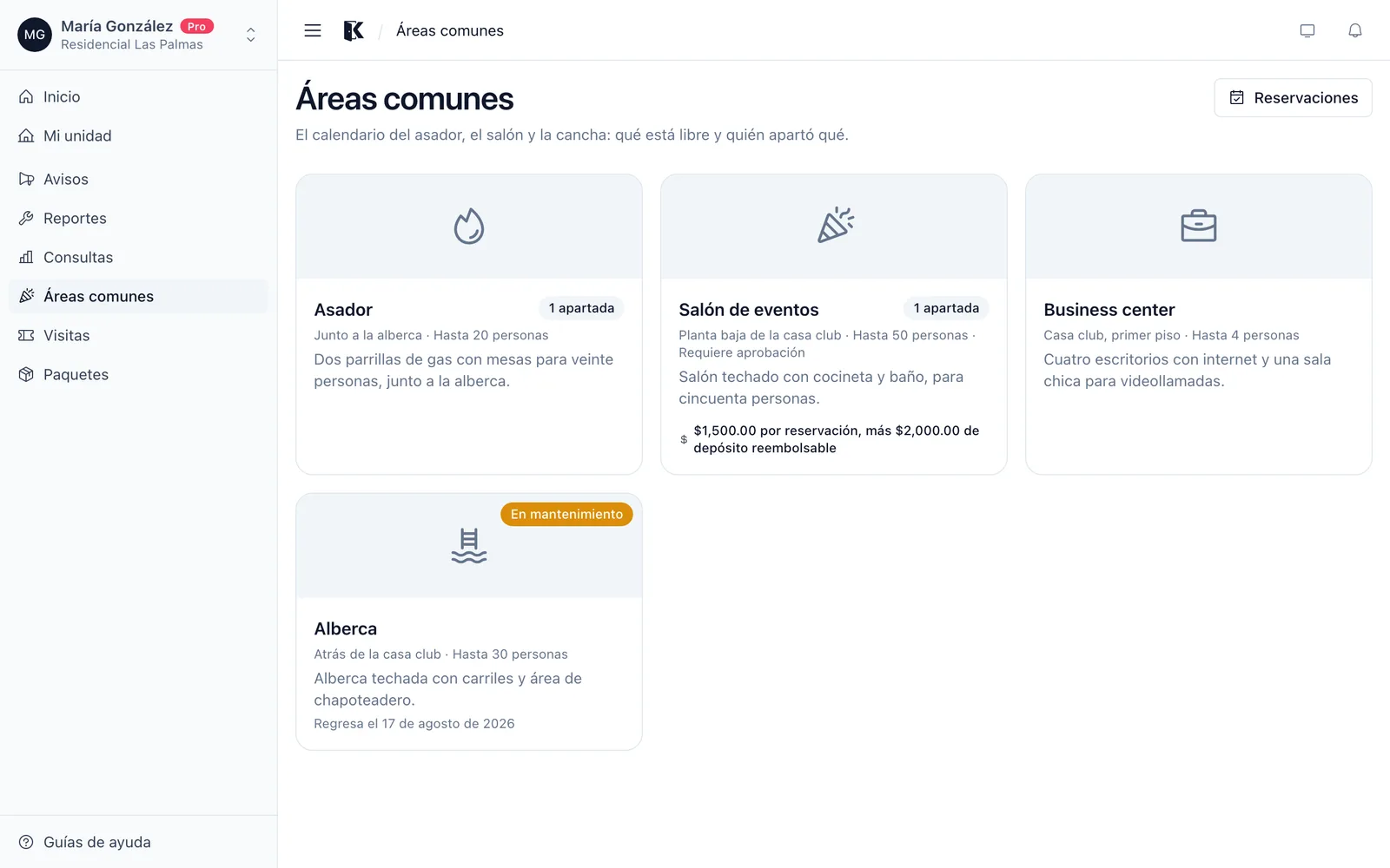 Catálogo de áreas comunes