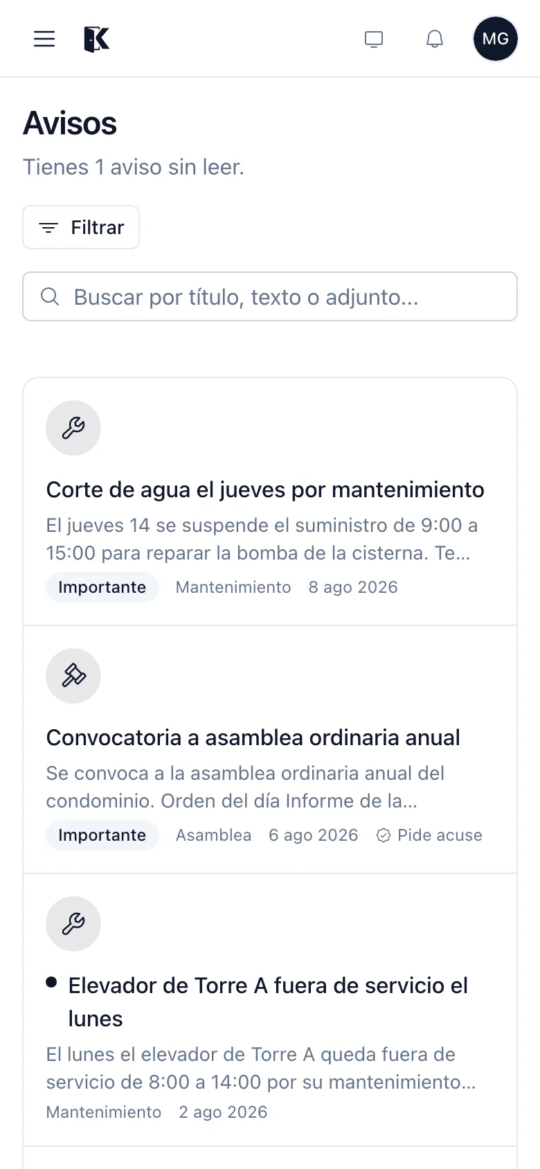 Avisos vistos desde el celular