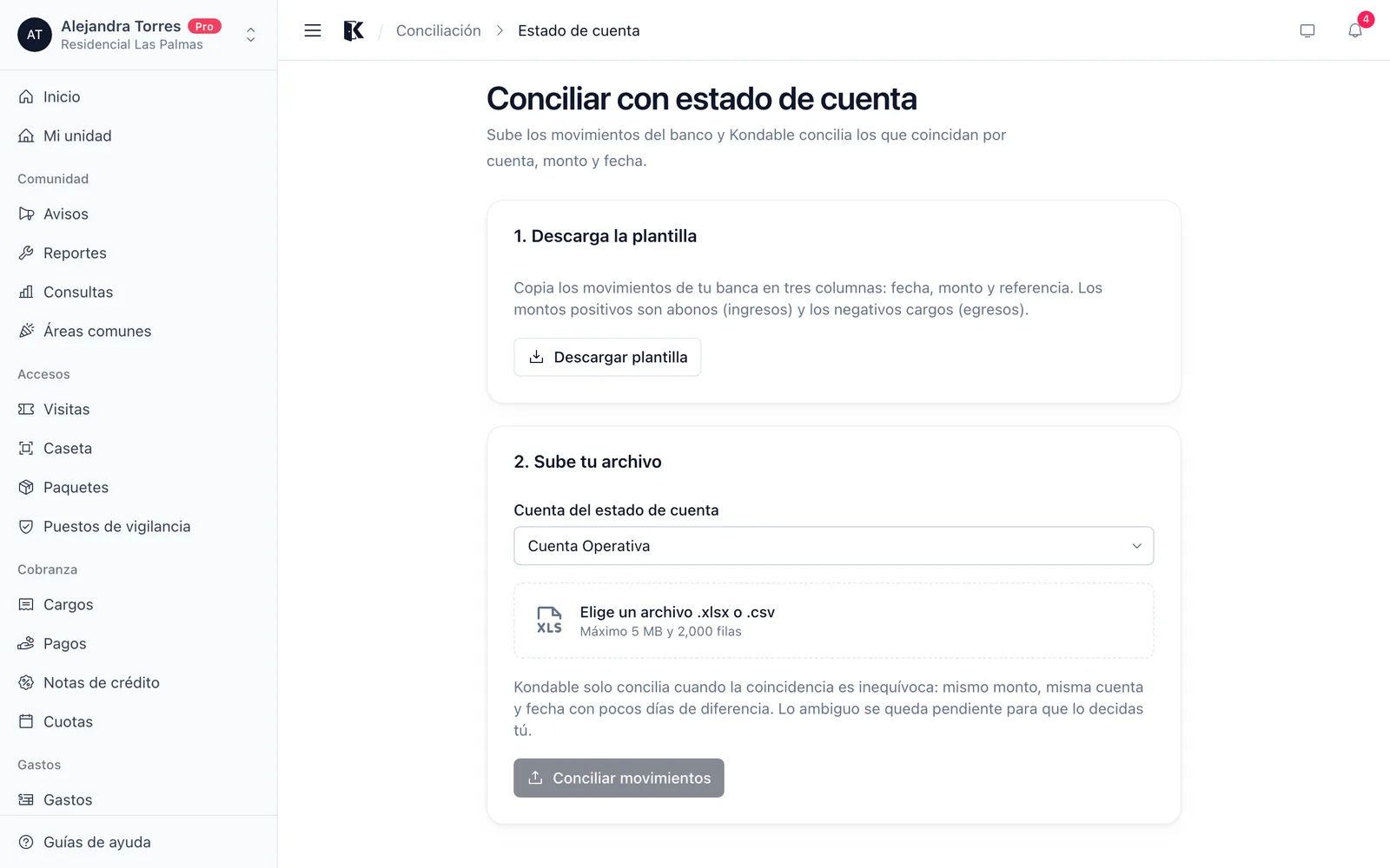 Conciliar con estado de cuenta