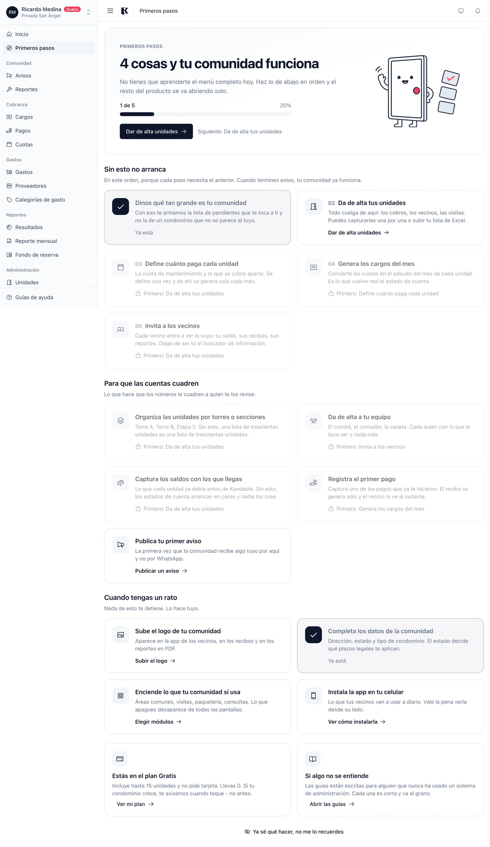 Primeros pasos: cuatro cosas en orden, con la razón de cada una