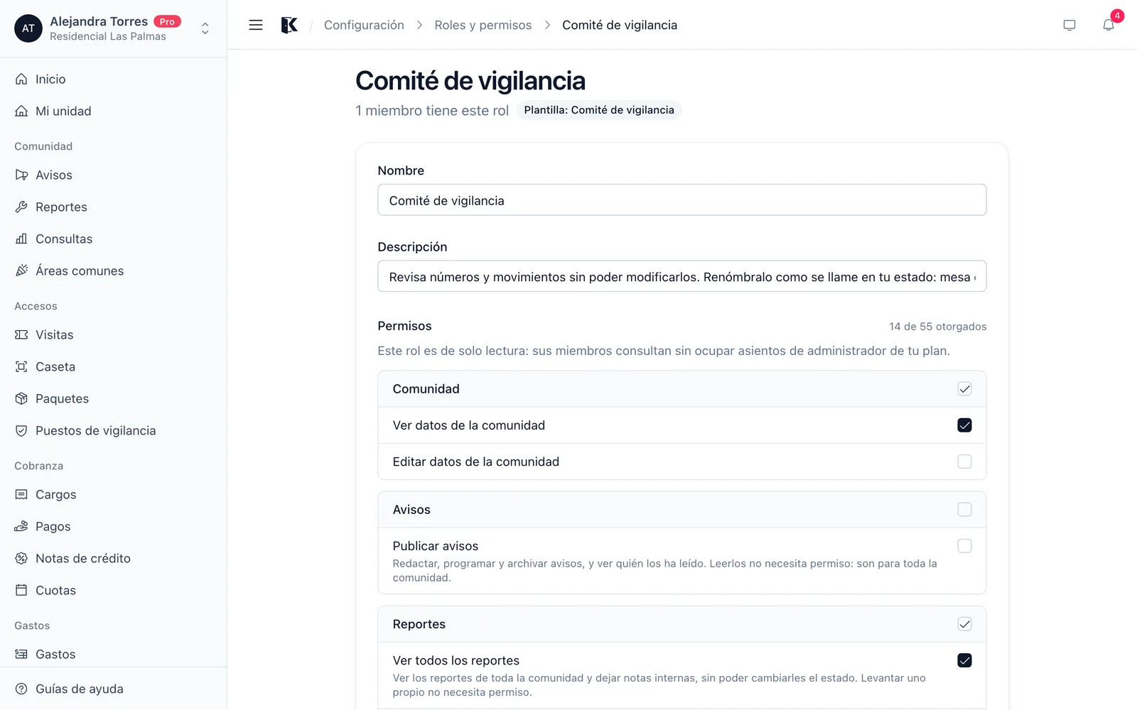 Editar un rol